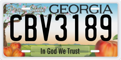 GA license plate CBV3189