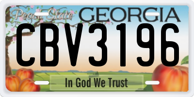 GA license plate CBV3196