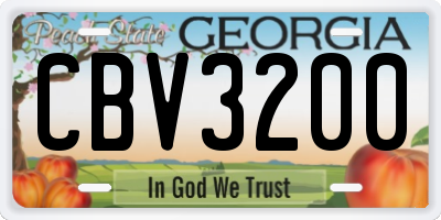 GA license plate CBV3200