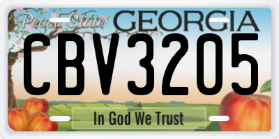 GA license plate CBV3205