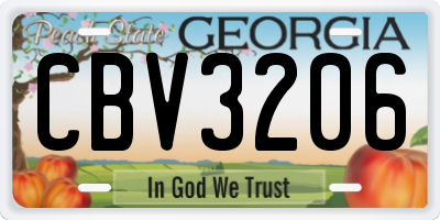 GA license plate CBV3206