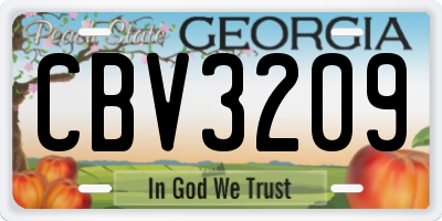 GA license plate CBV3209