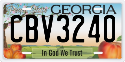 GA license plate CBV3240