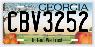 GA license plate CBV3252