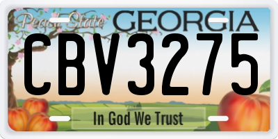 GA license plate CBV3275