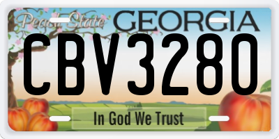 GA license plate CBV3280