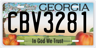 GA license plate CBV3281
