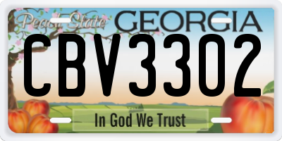 GA license plate CBV3302