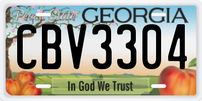 GA license plate CBV3304