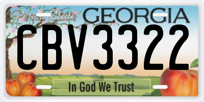 GA license plate CBV3322