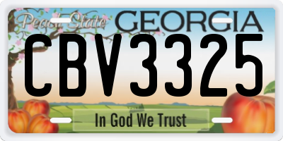 GA license plate CBV3325