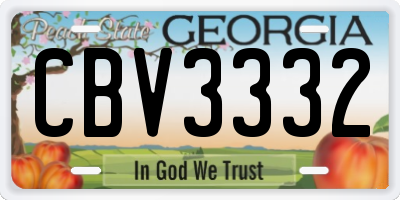 GA license plate CBV3332
