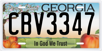 GA license plate CBV3347