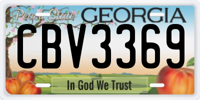 GA license plate CBV3369