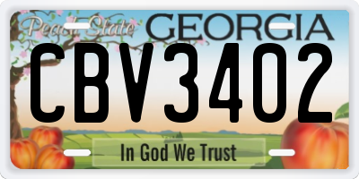 GA license plate CBV3402