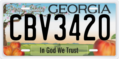 GA license plate CBV3420