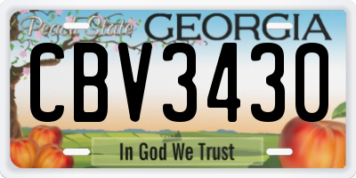 GA license plate CBV3430