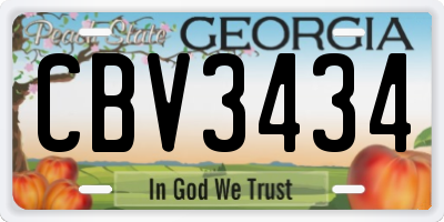 GA license plate CBV3434