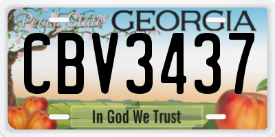 GA license plate CBV3437
