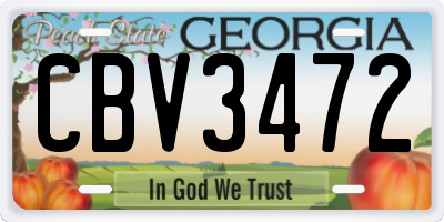 GA license plate CBV3472