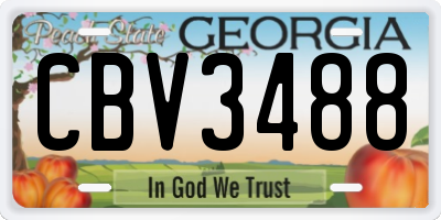GA license plate CBV3488