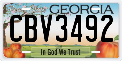 GA license plate CBV3492