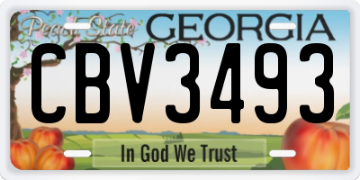 GA license plate CBV3493