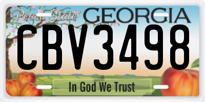 GA license plate CBV3498