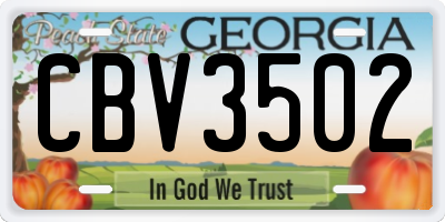 GA license plate CBV3502