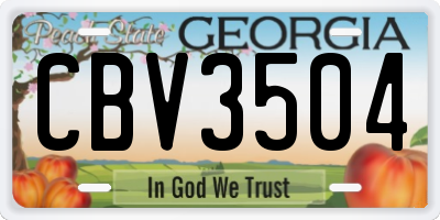 GA license plate CBV3504