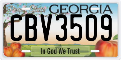 GA license plate CBV3509