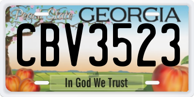 GA license plate CBV3523