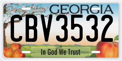 GA license plate CBV3532