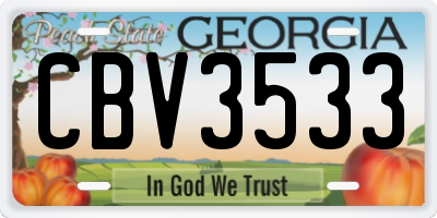 GA license plate CBV3533