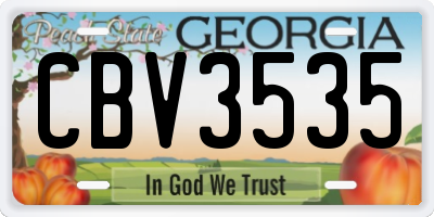 GA license plate CBV3535