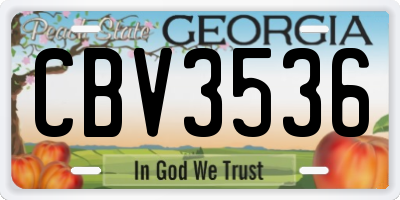 GA license plate CBV3536