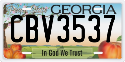 GA license plate CBV3537