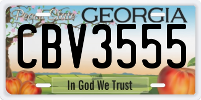 GA license plate CBV3555
