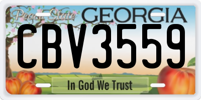 GA license plate CBV3559