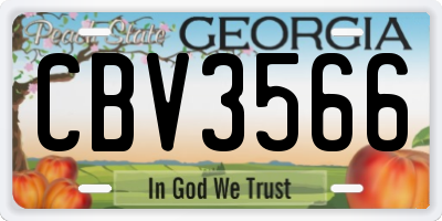 GA license plate CBV3566