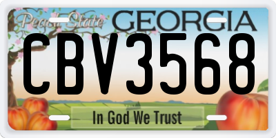 GA license plate CBV3568