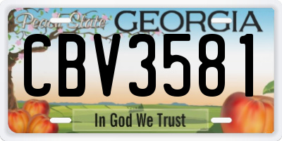 GA license plate CBV3581