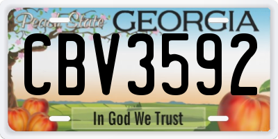 GA license plate CBV3592