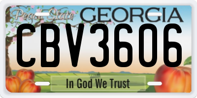 GA license plate CBV3606