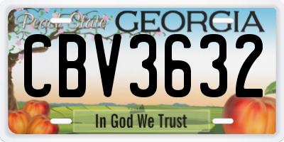 GA license plate CBV3632