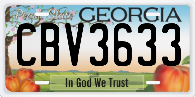 GA license plate CBV3633
