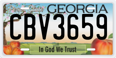 GA license plate CBV3659