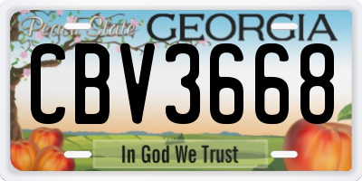 GA license plate CBV3668