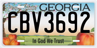 GA license plate CBV3692