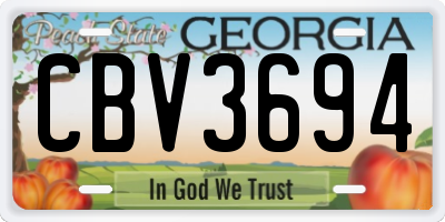 GA license plate CBV3694